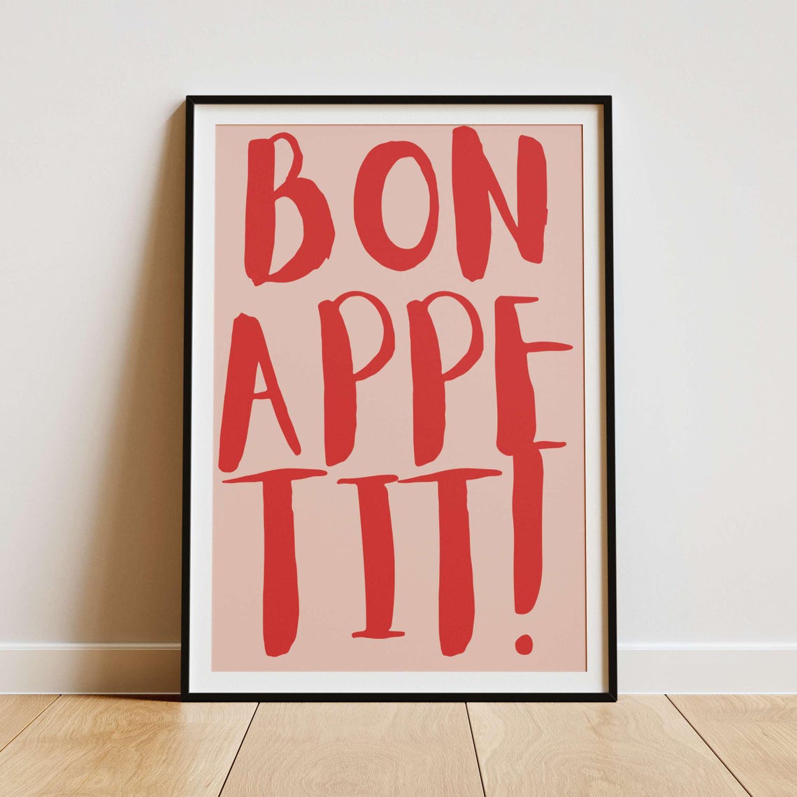 Bon Appetit Bold Navy Brush Kitchen Quote Cheeky Dining Poster - Image 3