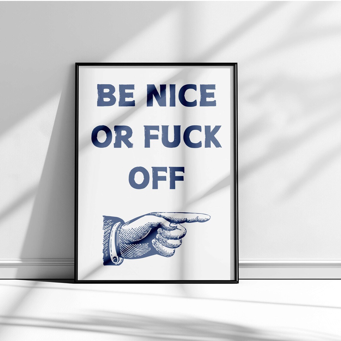 Be Nice Or Fuck Off Pointing Hand Vintage Funny Green Poster - Image 4