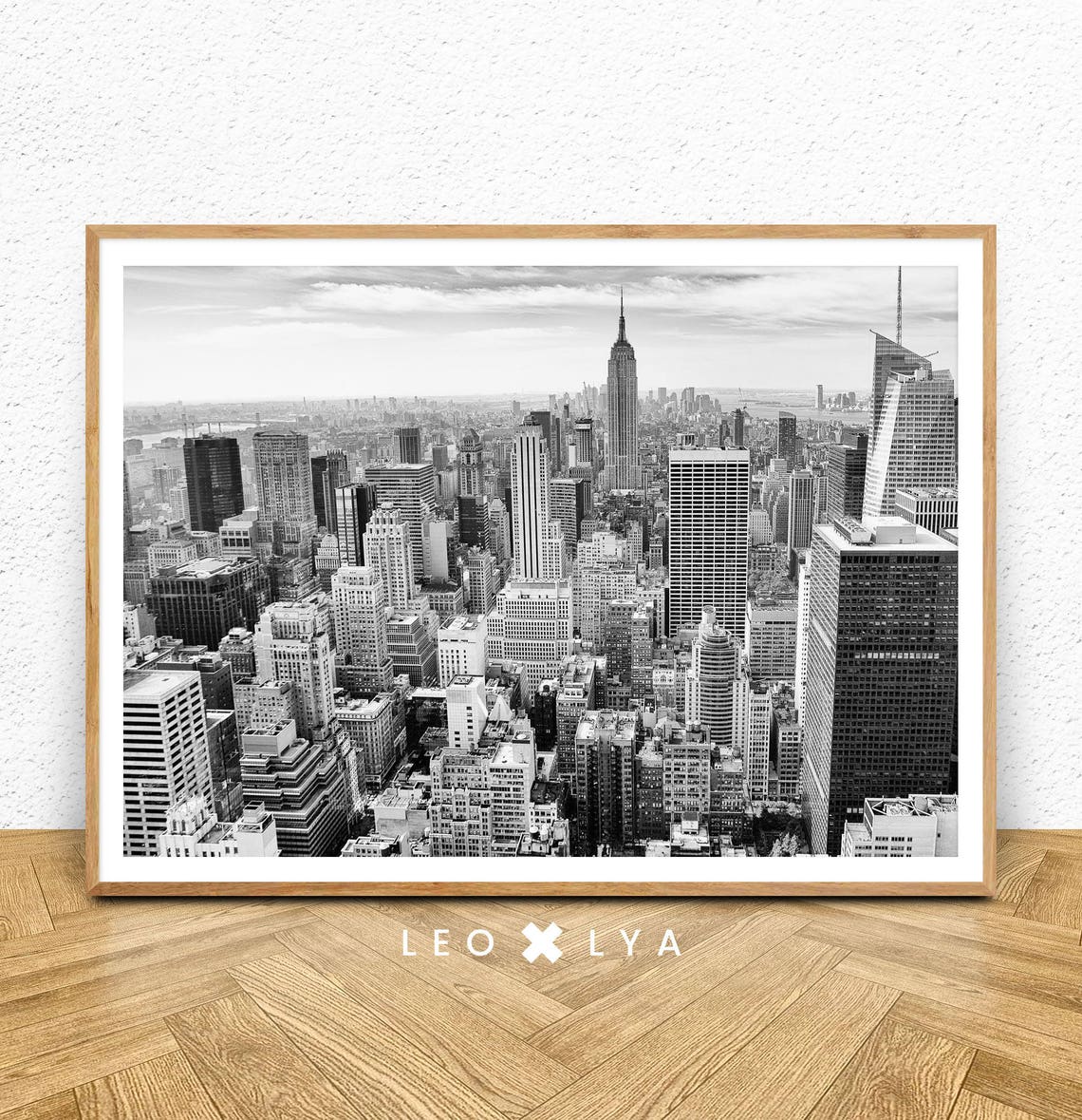 New York City Black and White Skyline Empire State Building Poster