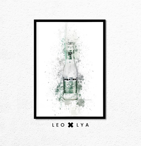 Tonic Bottle Wall Art Tonic Water Print Splatter Art Drinks Bottle Print Best Loved Spirit Print Famous Water Bottle Tonic Waterprint