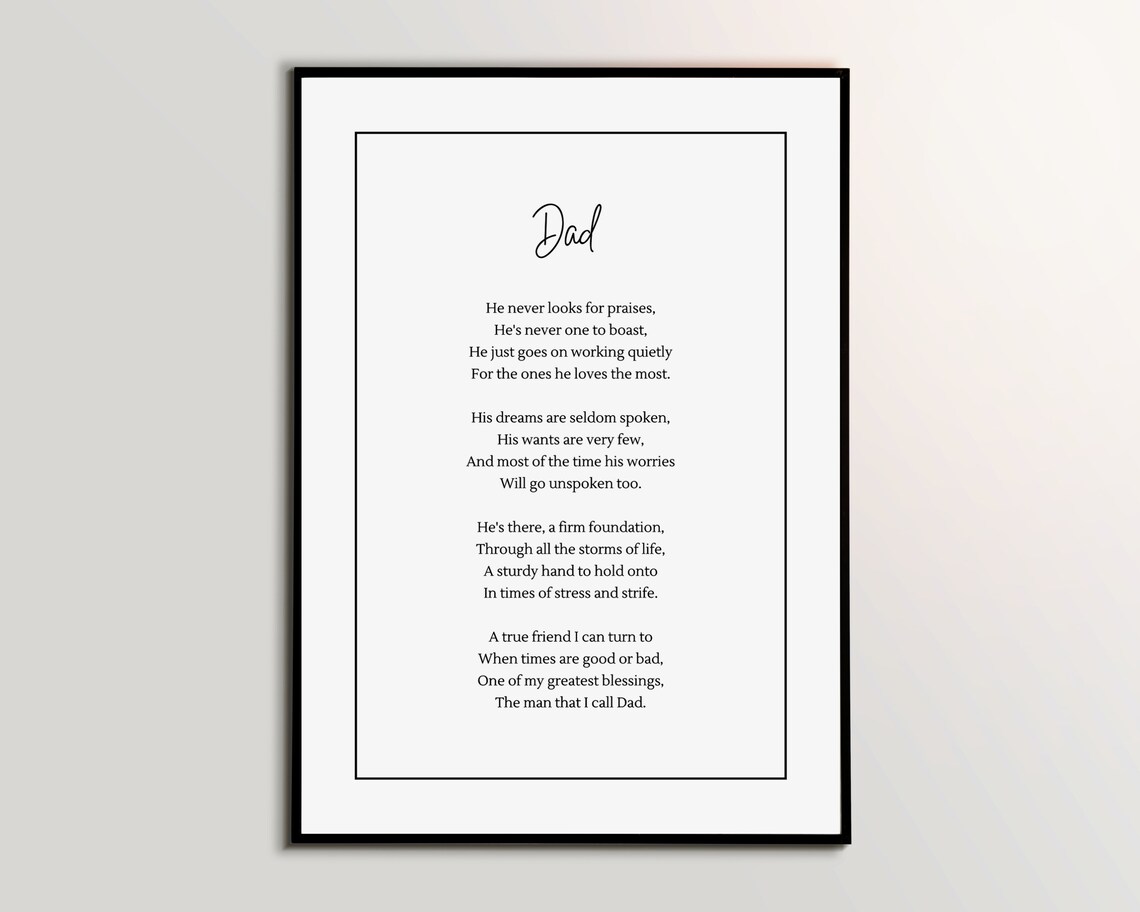 Poem For Dad, Minimalist Poetry Poster - Image 4