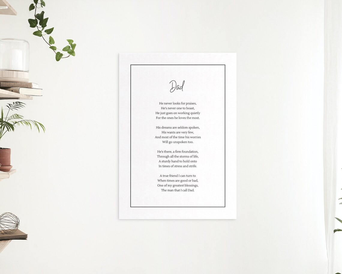 Poem For Dad, Minimalist Poetry Poster - Image 2