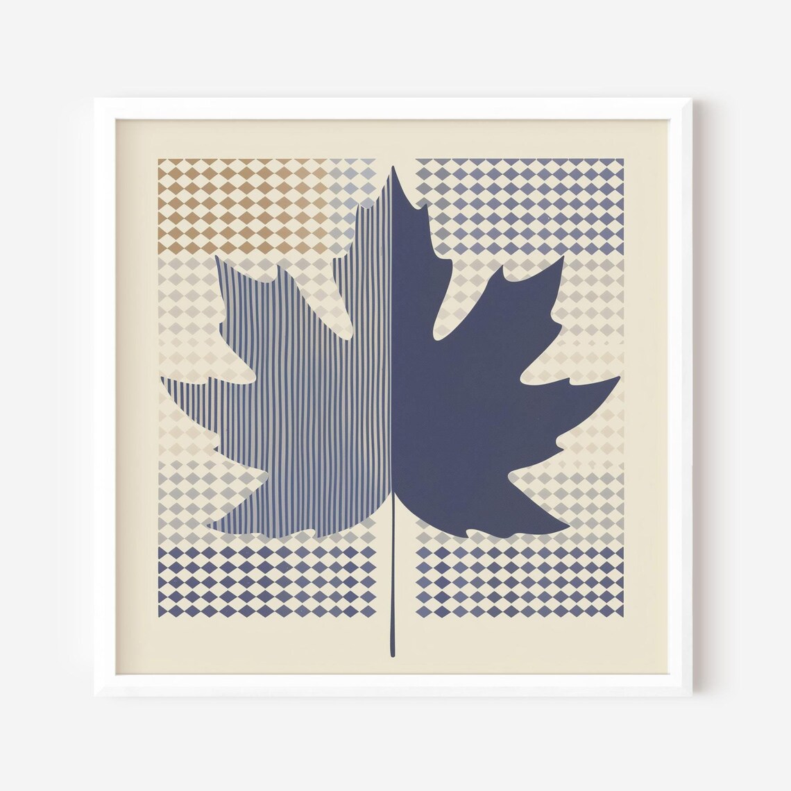 Blue Maple Leaf, Mid Century Modern Geometric - Image 2