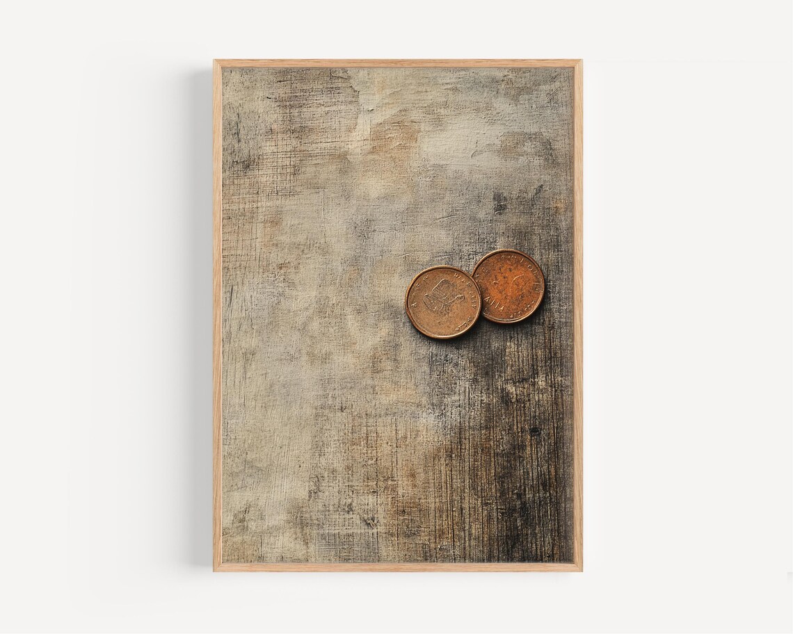 Two Small Coins, Minimalist Biblical Charity Art