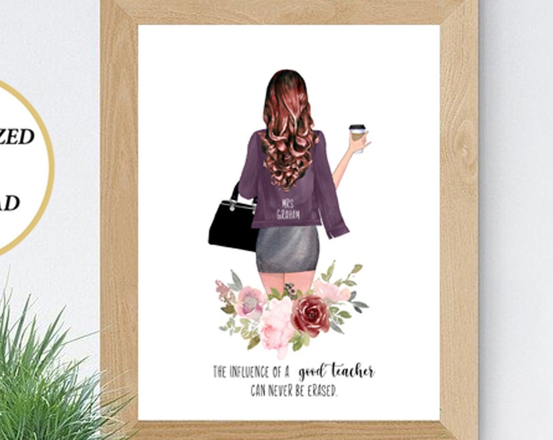 Custom Teacher Portrait Personalized Teacher Appreciation Poster