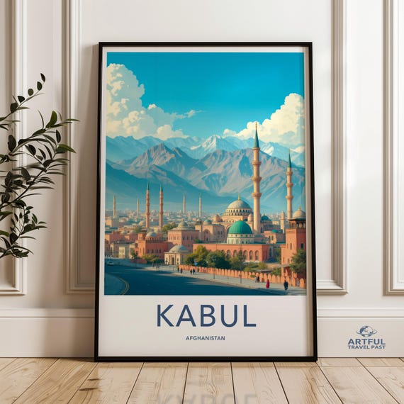 Kabul Afghanistan Travel Poster Vintage Wall Art Cityscape Print Retro Decor Tourism Artwork