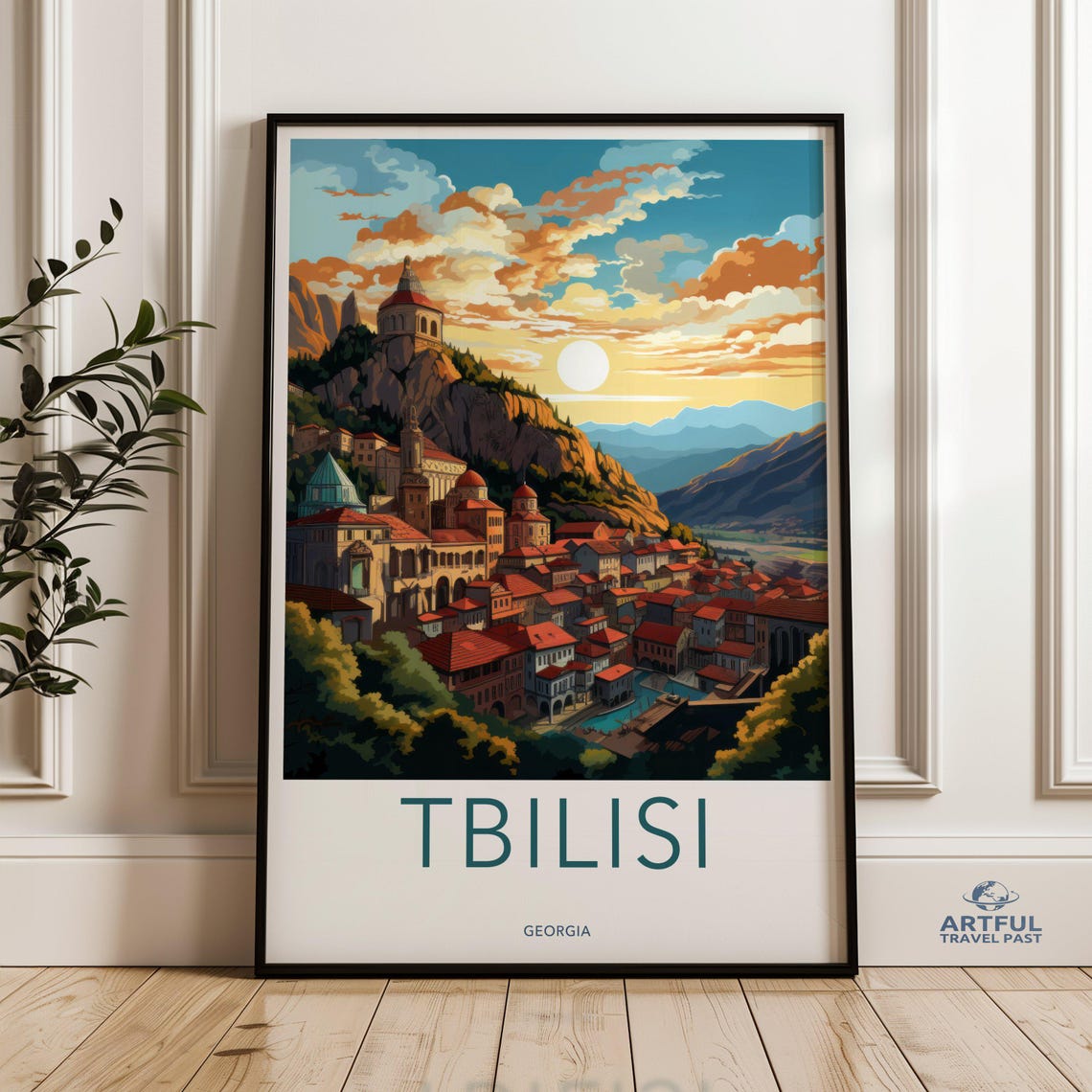 Tbilisi Wall Art Poster Georgia Landscape Print Historic Cityscape Decor Beautiful Sunset View Architectural Artwork