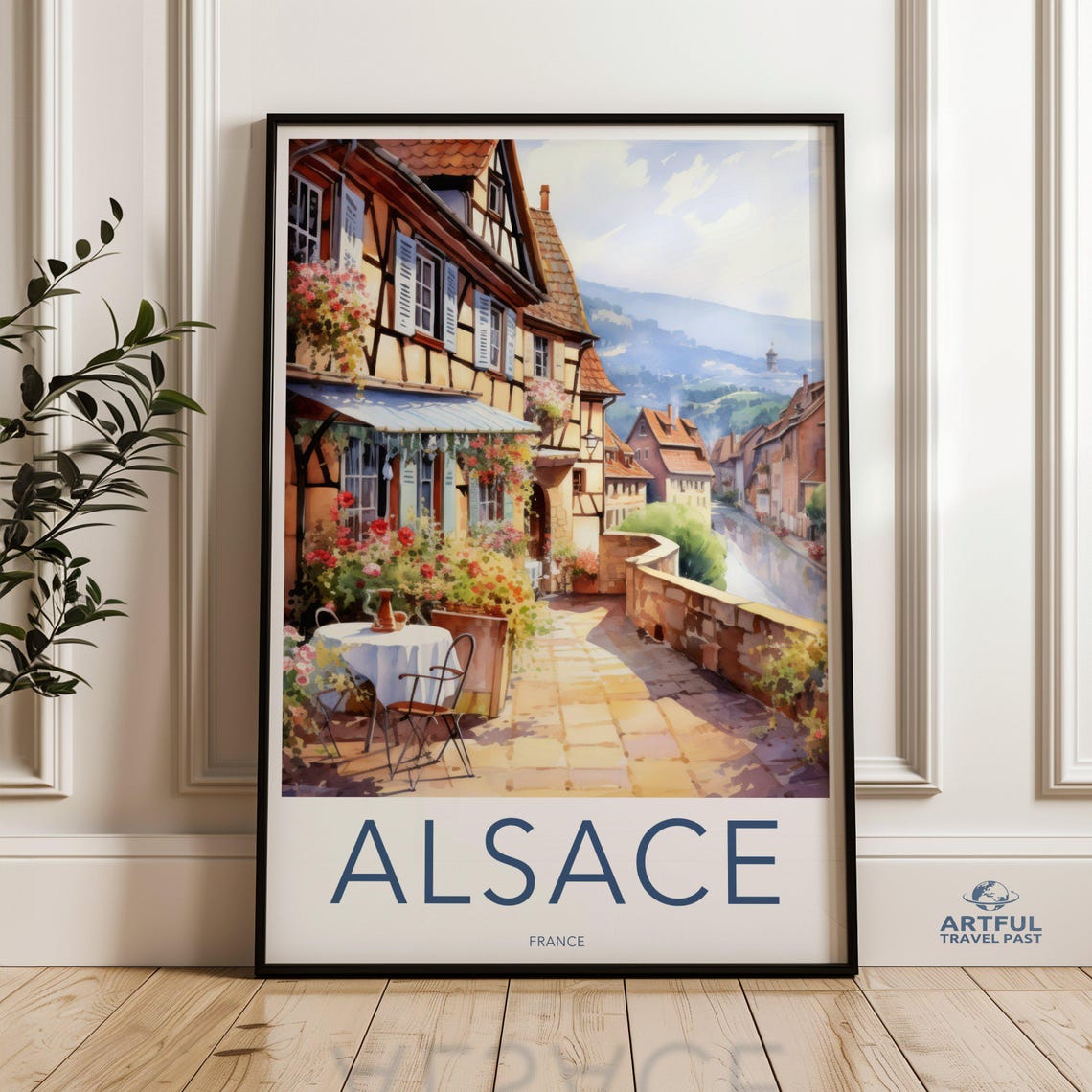 Alsace Wall Art Beautiful French Village Scene Print Cozy Street Decor Picturesque Landscape Home Decoration France Artwork