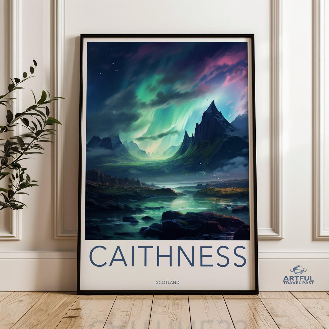 Northern Lights Over Caithness Scotland Aurora Night Sky Poster
