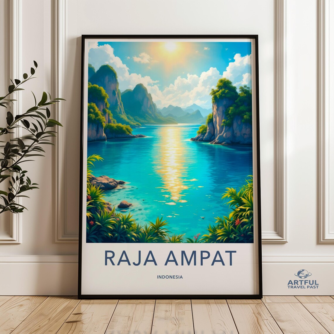 Raja Ampat Indonesia Tropical Lagoon Sunlit Turquoise Water Poster