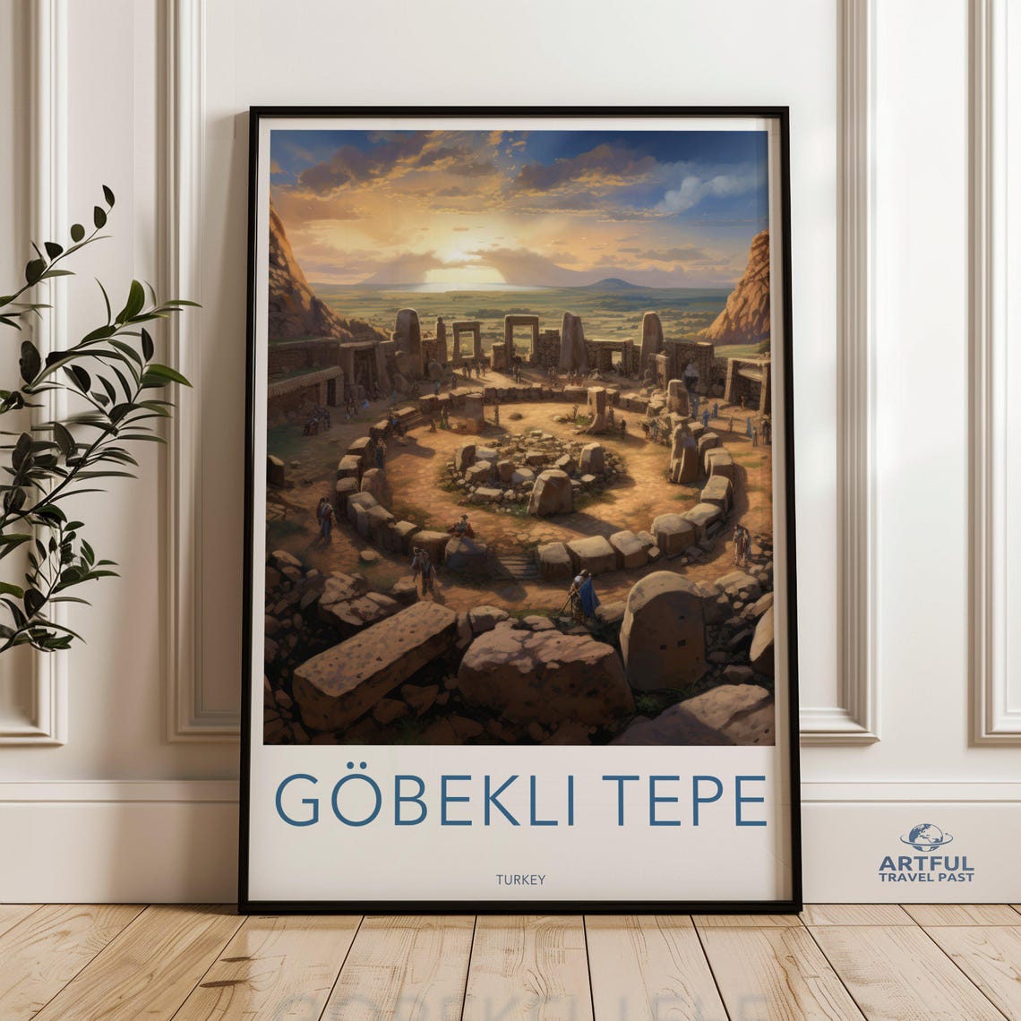Göbekli Tepe Turkey Travel Poster Ancient Stone Circle Sunset Art
