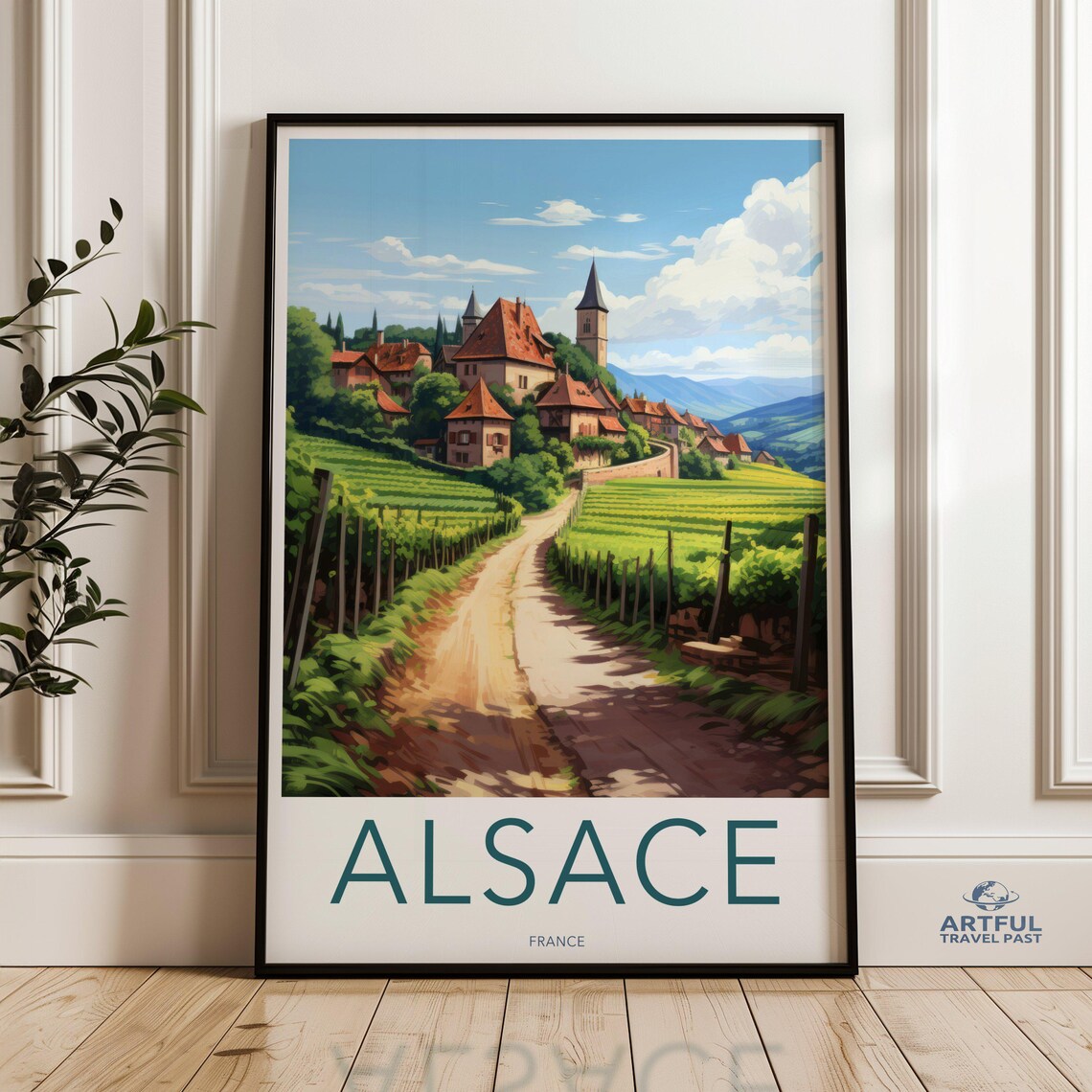 Alsace France Travel Poster, Rustic European Village
