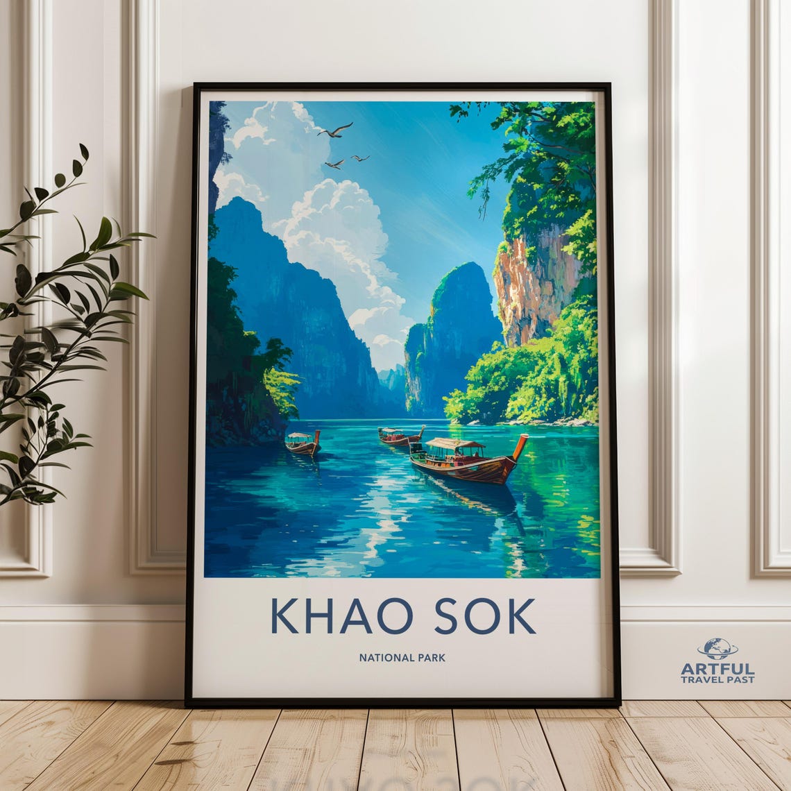 Khao Sok National Park Thailand Longtail Boats Jungle Lagoon Poster