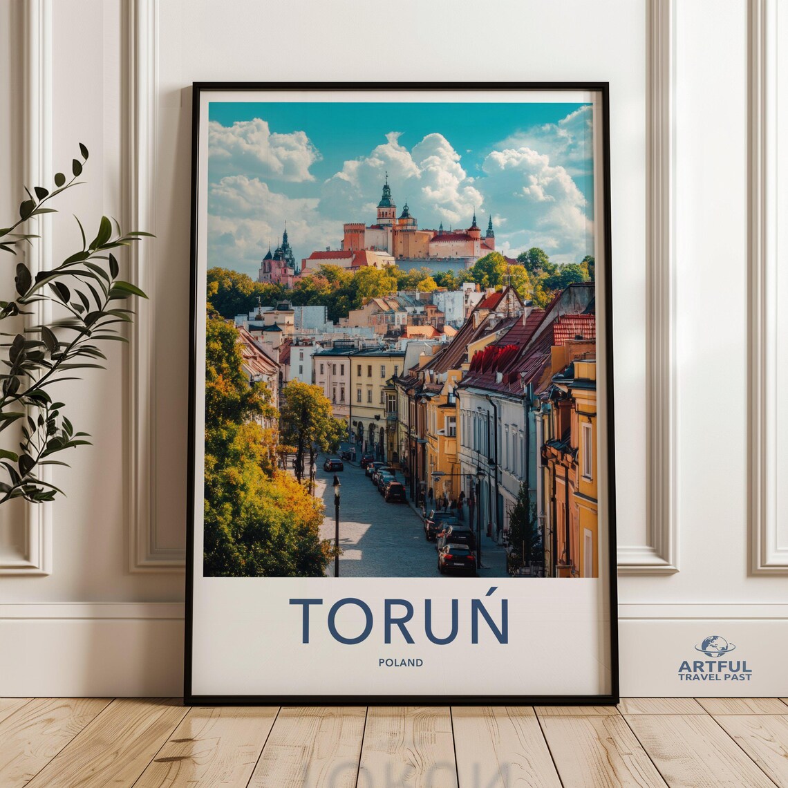 Toruń Poland Historic Old Town Street Castle Hill Travel Poster