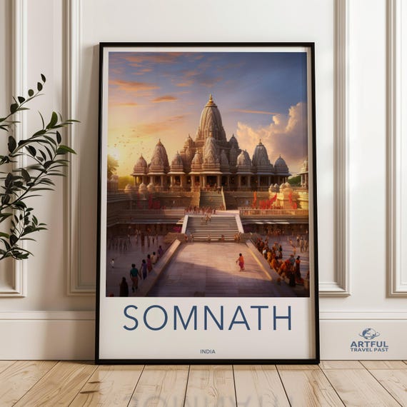 Somnath Temple Wall Art Architecture Historical Monument Ancient Print Cultural Heritage Decor Spiritual