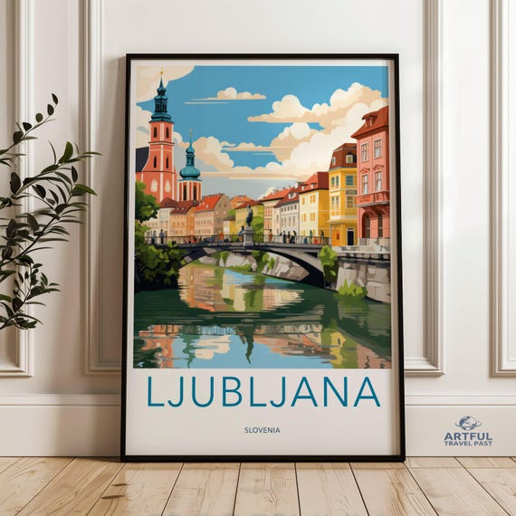 Ljubljana Wall Art Slovenia Travel Poster Charming Cityscape Print Historic European Destination Vibrant Home Decor City Artwork