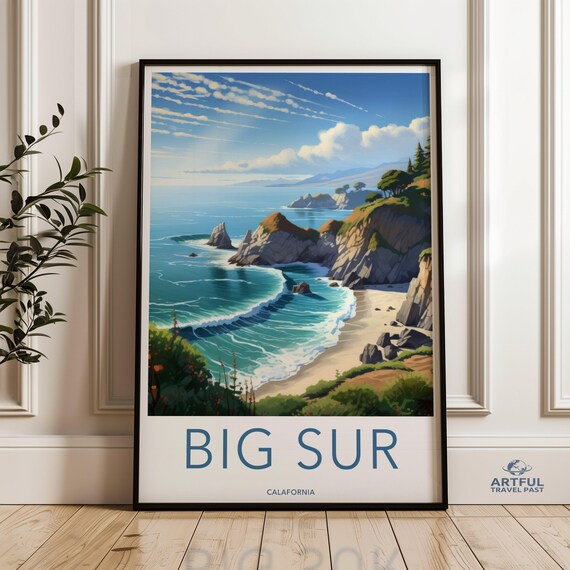Big Sur California Rugged Cliffs Turquoise Surf Coast Travel Poster