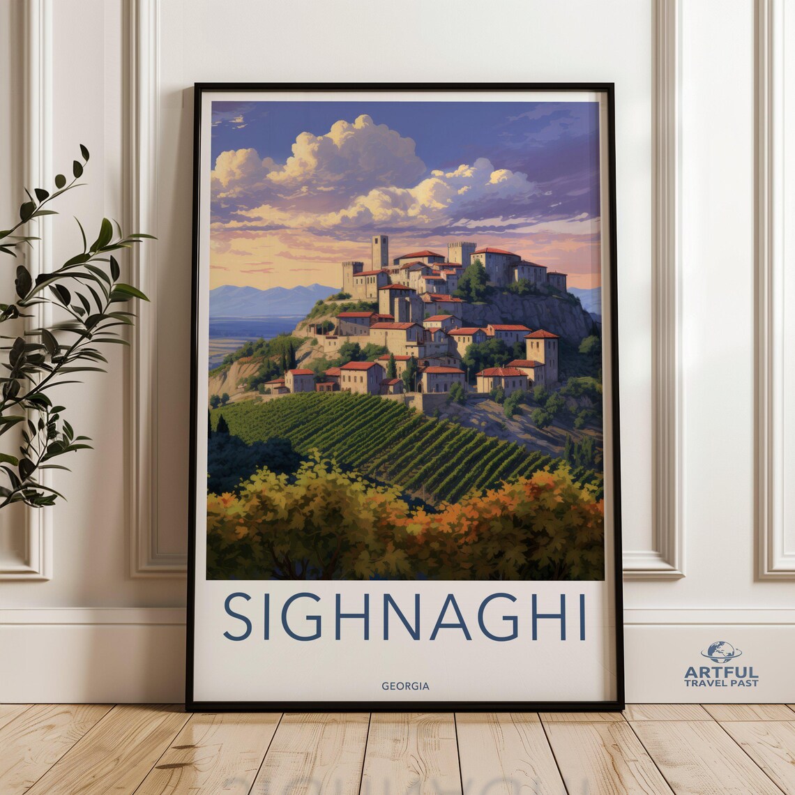 Sighnaghi Georgia Wall Art Print Historic Georgian Town Artwork Scenic Landscape Poster Hilltop Village Decor Cultural Landmark
