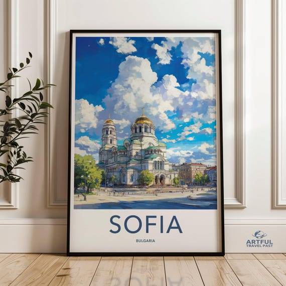 Sofia Cityscape Wall Art Bulgaria Skyline Print Travel Poster European Architecture Artwork Landmark City Decor