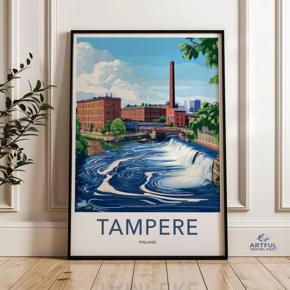 Tampere Finland Cityscape Wall Art Vibrant City Illustration Print Scenic Urban Landscape Poster Modern Home Decor