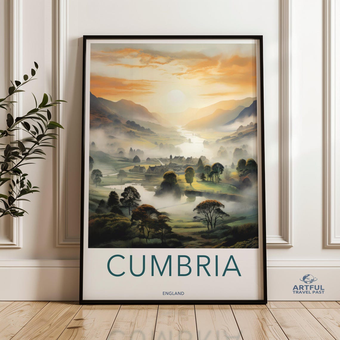 Cumbria England Misty Sunrise Valley Poster Lake District Landscape