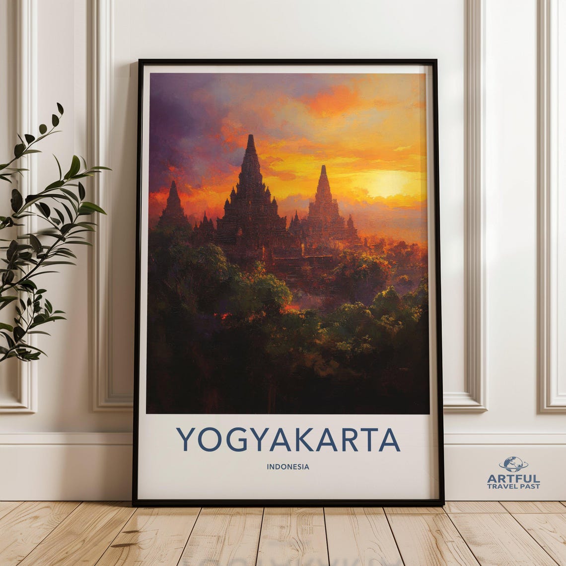 Yogyakarta Indonesia Sunrise Wall Art Print Scenic Temple Landscape Poster Sunset Travel Photography Asian Culture Decor