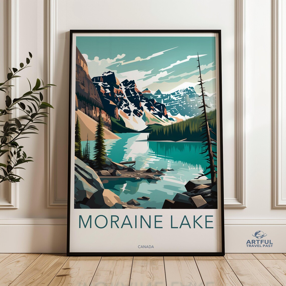 Moraine Lake Canada Turquoise Water Mountain Landscape Travel Poster