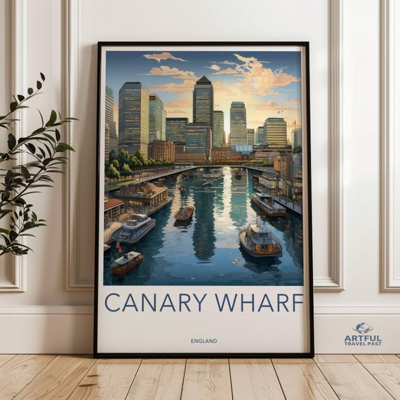Canary Wharf London Cityscape Art Print, Modern Skyline