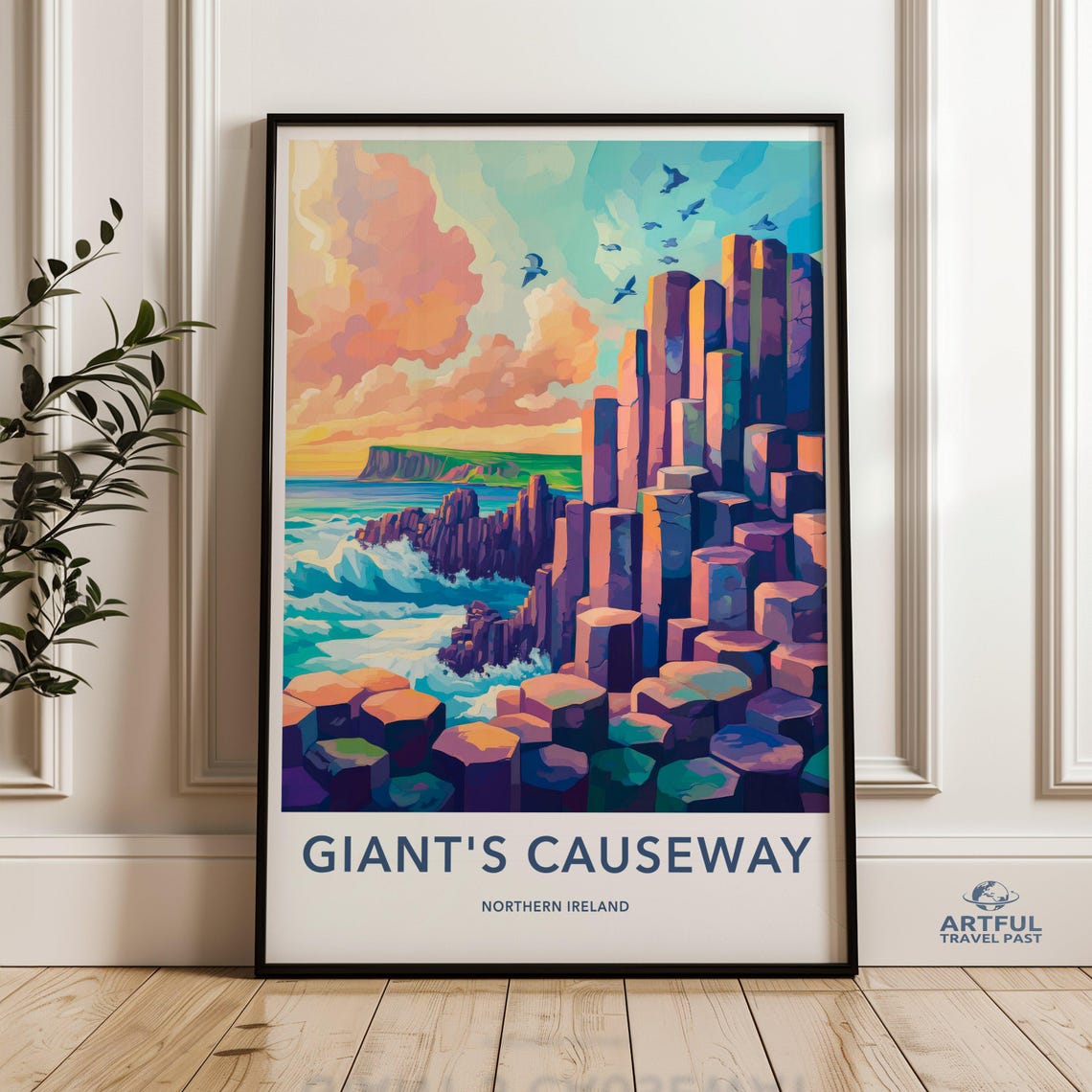 Giants Causeway Northern Ireland Basalt Cliffs Sunset Coastal Poster