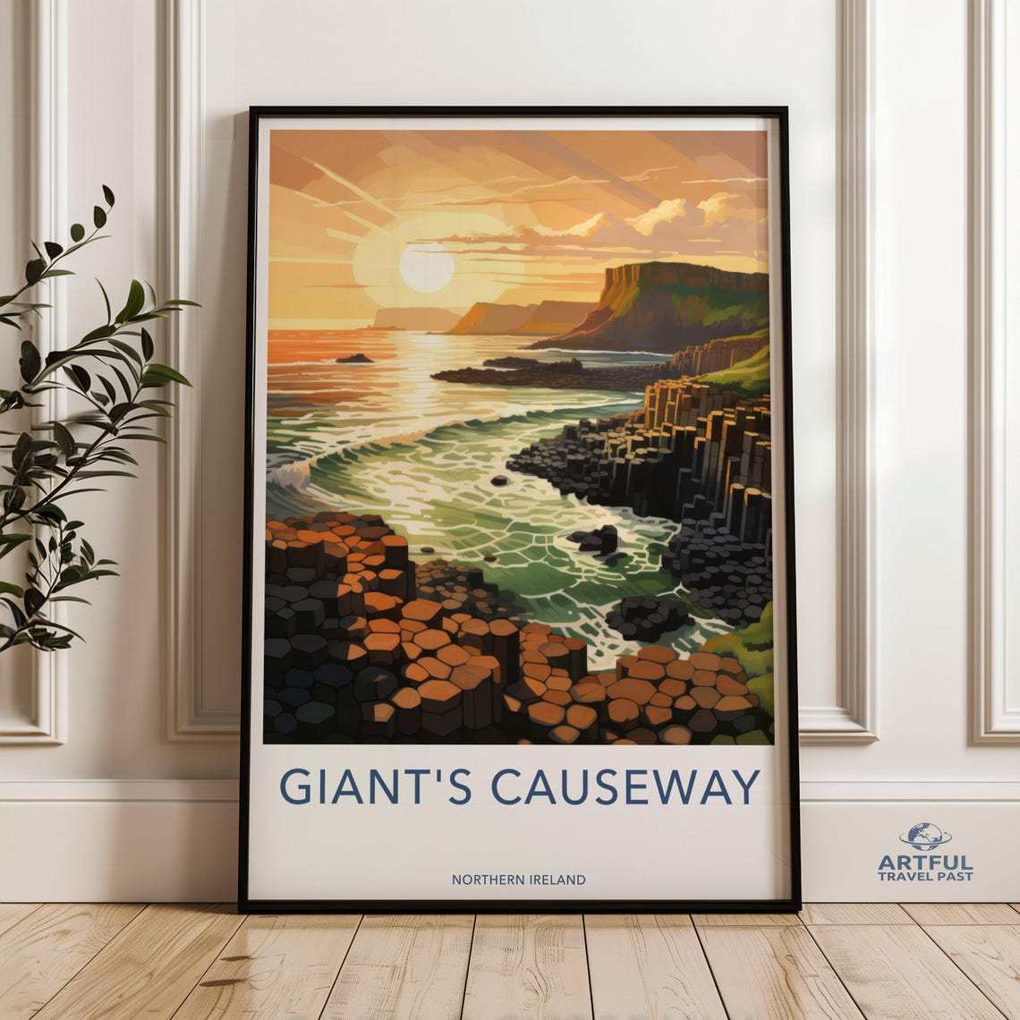Giant's Causeway Sunset Basalt Columns Northern Ireland Poster