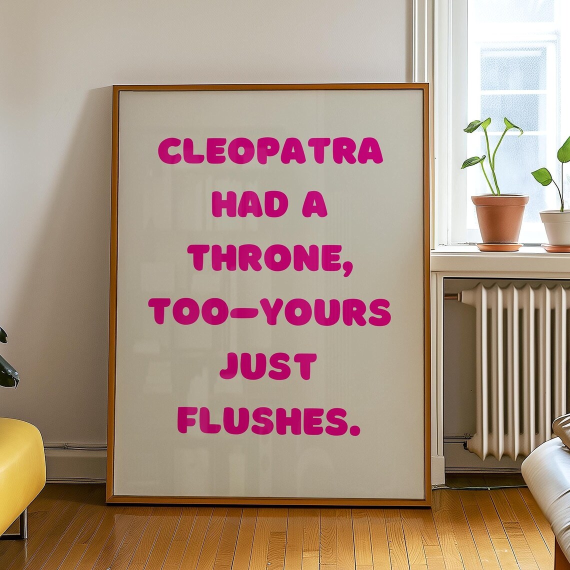 Cleopatra Had A Throne Funny Pink Bubble Letter Bathroom Poster - Image 2