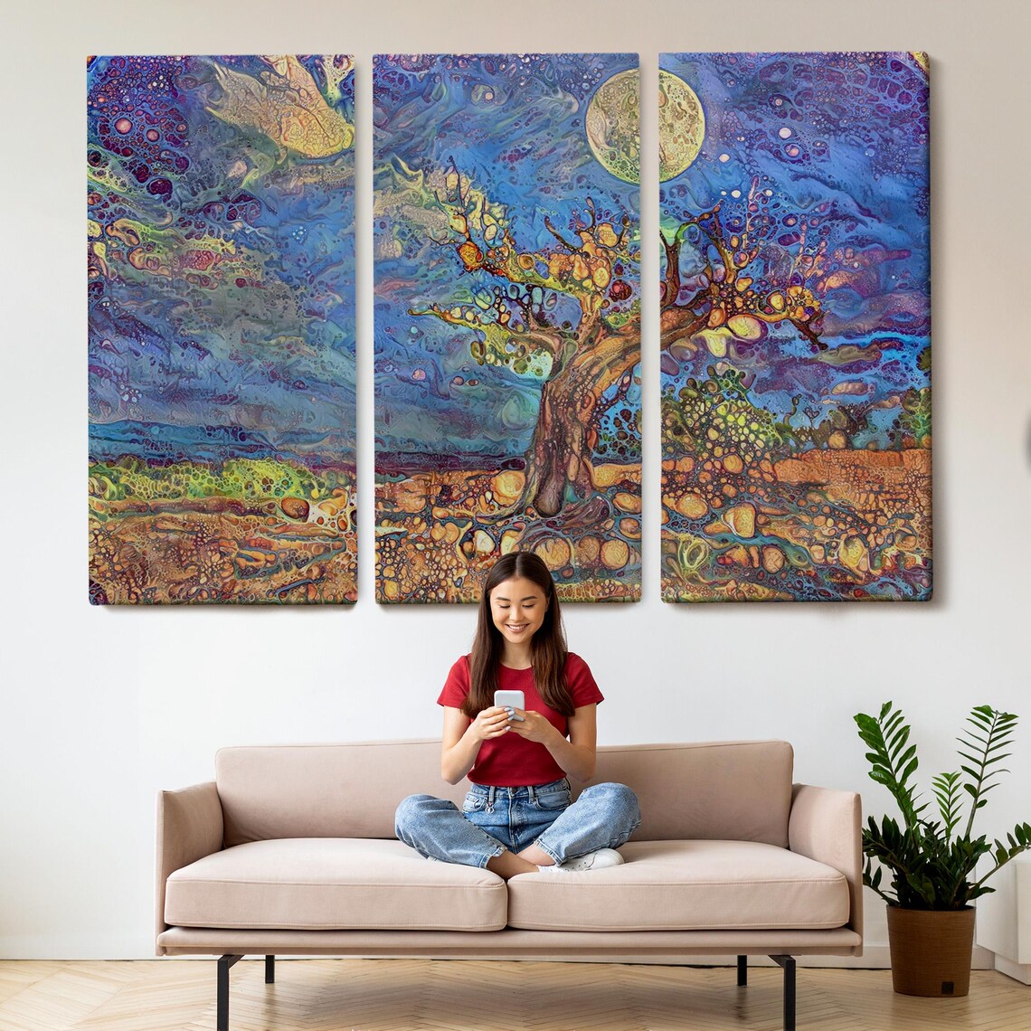 Magical Modern Landscape With Old Tree Wall Art Nature Wall Decor Nature Decor Nature Print Nature Art - Image 2