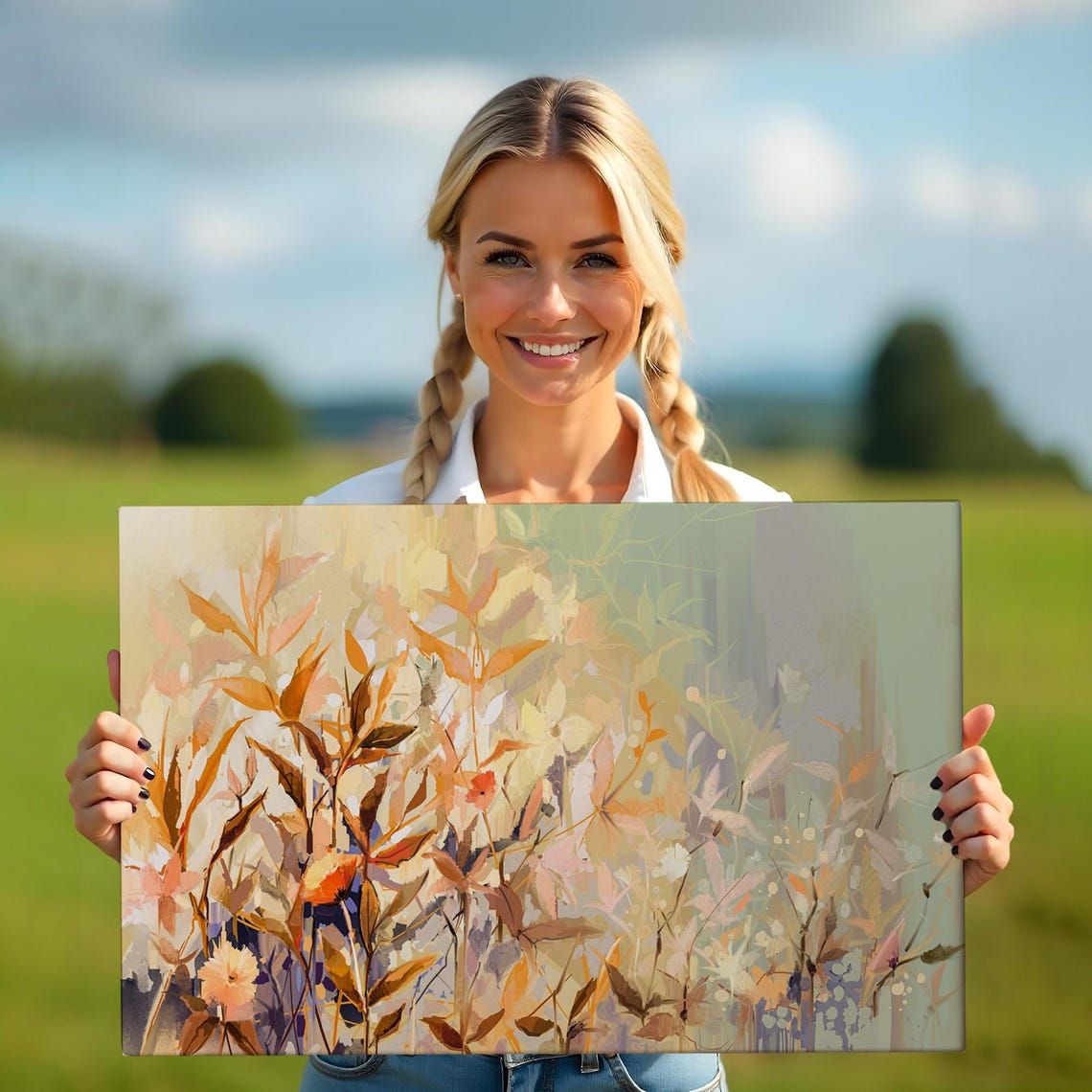 Autumn Copper Leaves Abstract Botanical Warm Neutral Painting Wall Art - Image 5
