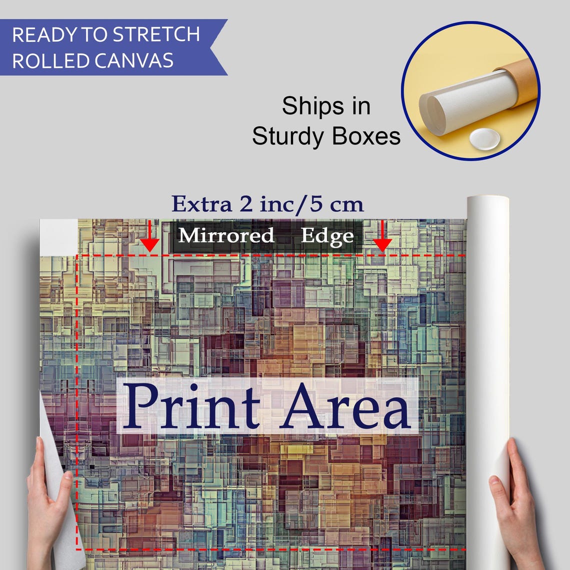 Geometric Mosaic Abstract Rectangles Muted Color Modern Wall Art - Image 4