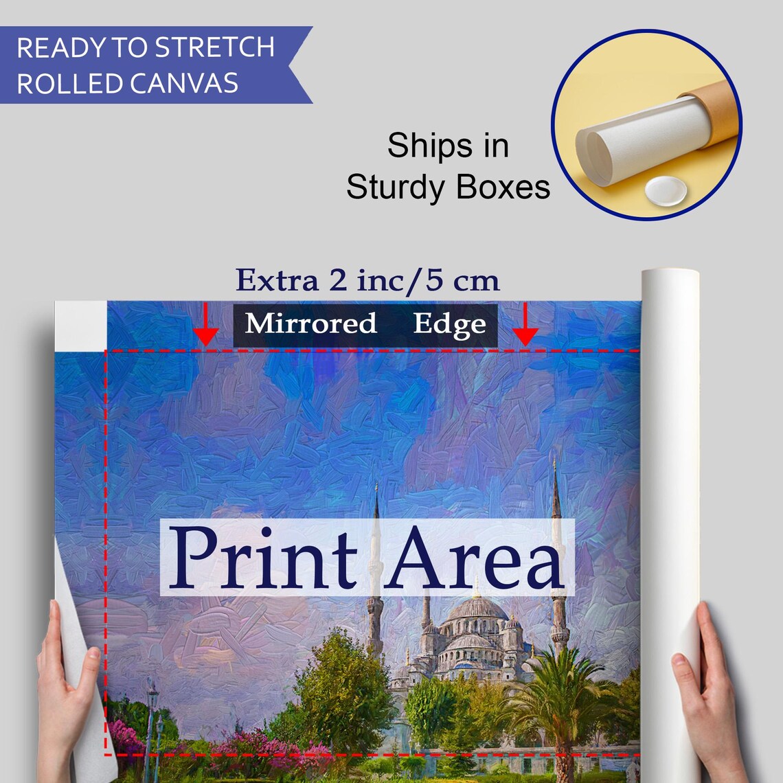 Istanbul Sultan Ahmed Mosque Blue Sky Garden Oil Painting Art Poster - Image 4