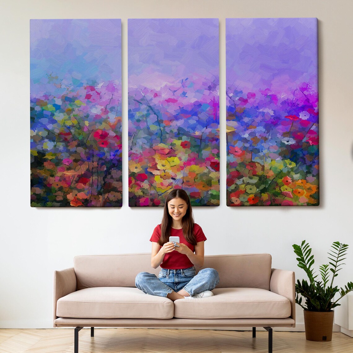 Abstract Wildflower Meadow Violet Purple Blooming Field Art Poster - Image 2