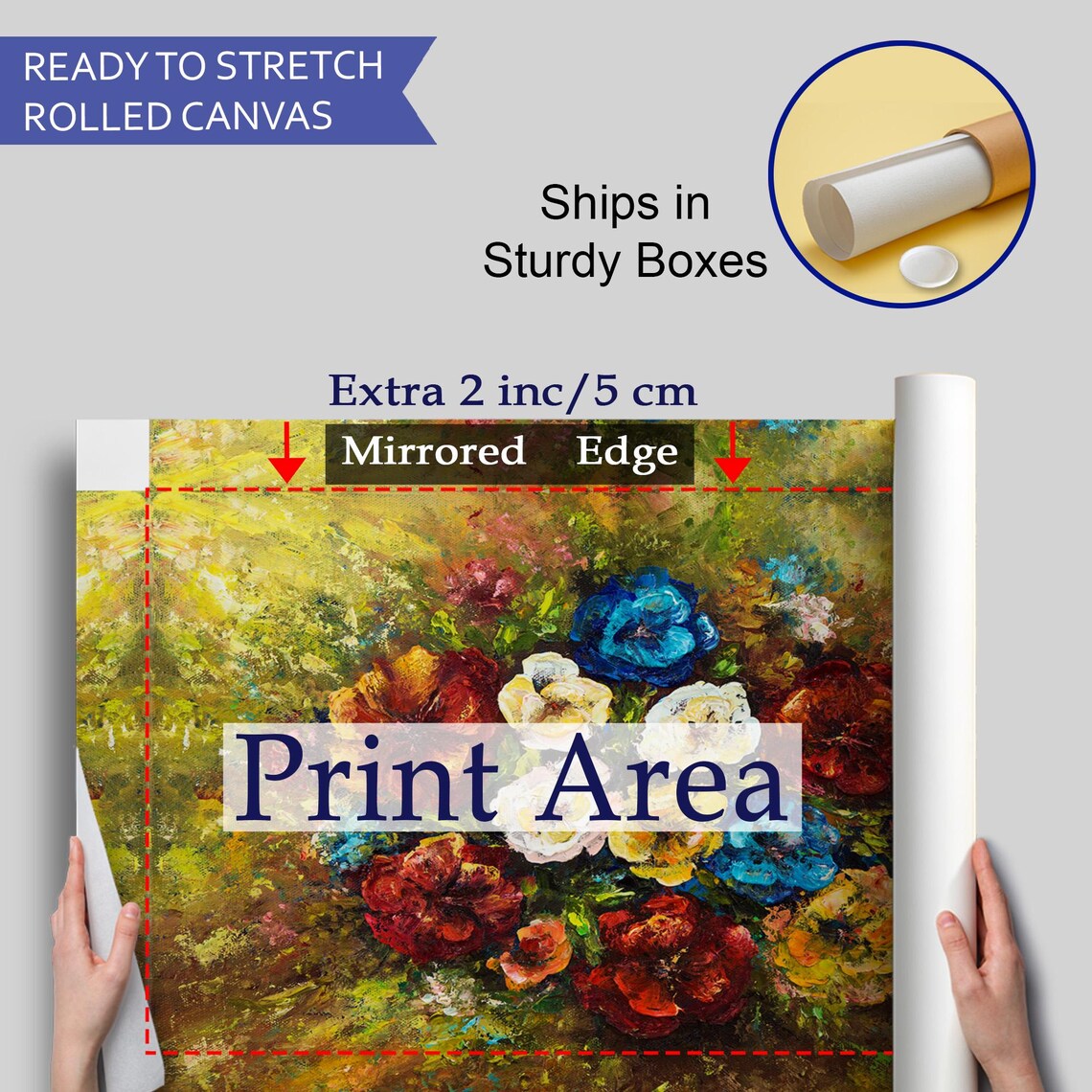 Colorful Flower Bouquet Oil Painting Red Blue Blooms Floral Art Poster - Image 4