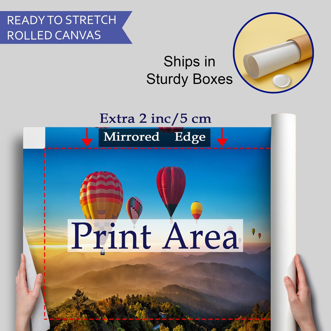 Hot Air Balloons Sunrise Misty Mountains Forest Valley View Poster - Image 4
