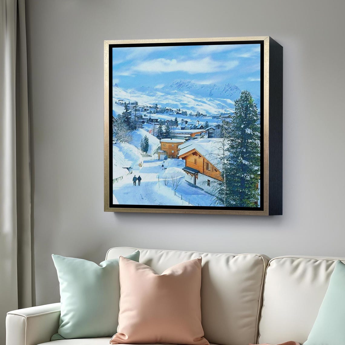 Snowy Mountain Village Print Nature Wall Decor Nature Wall Decor Nature Decor Landscape Wall Table - Image 4