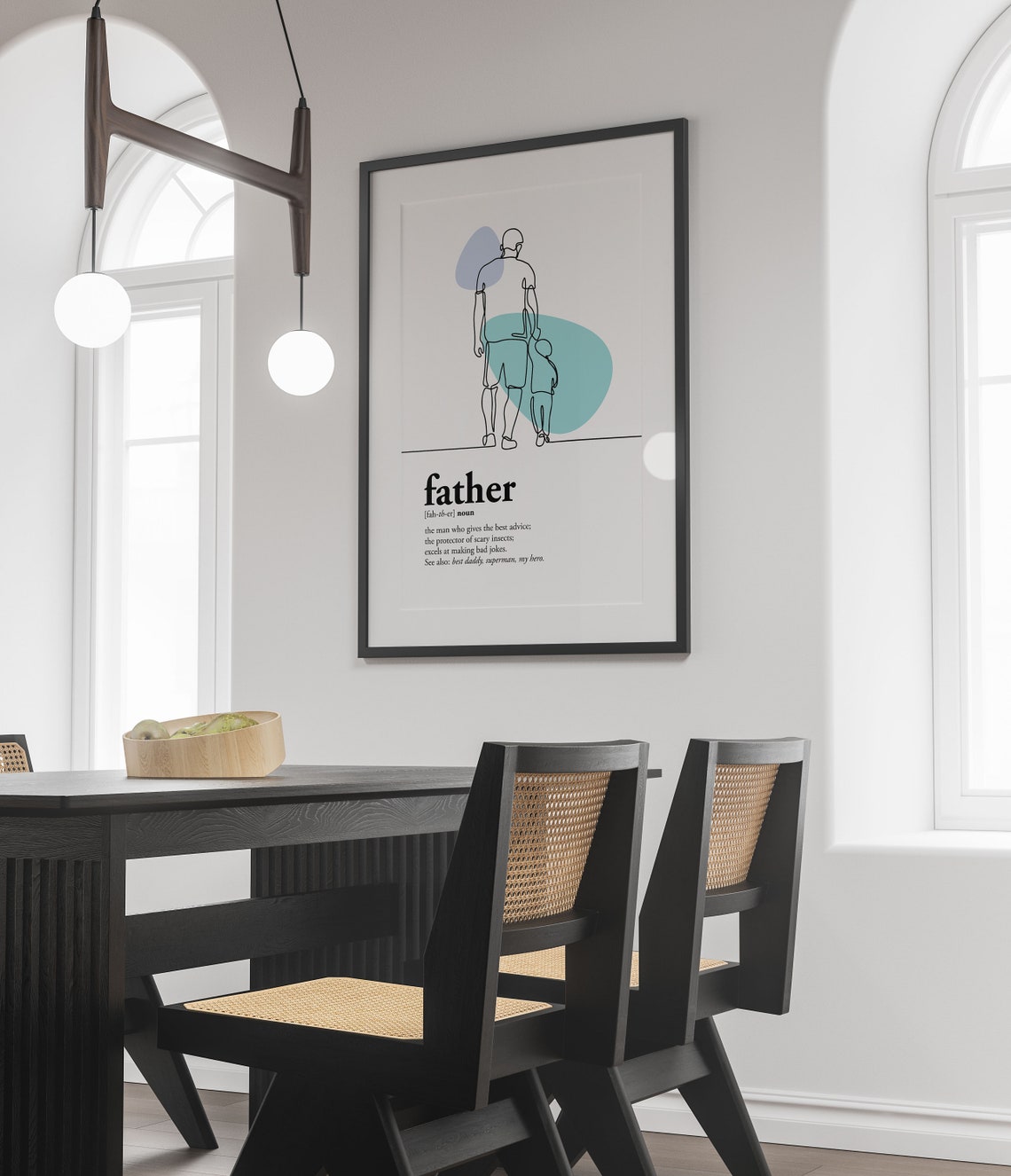 Father Definition Line Art Dad and Child Silhouette Quote Poster - Image 5