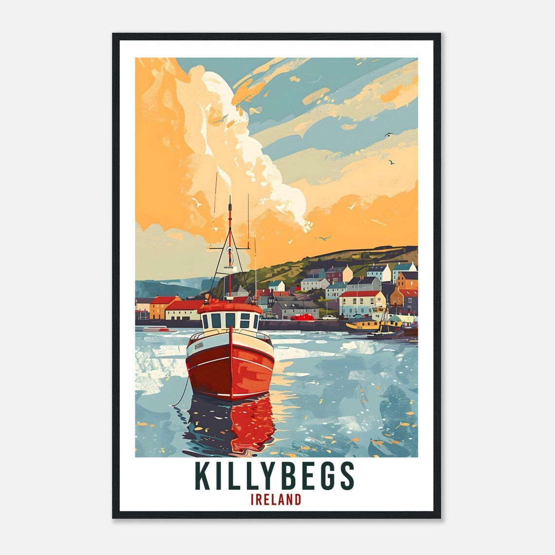 Killybegs Ireland Fishing Boat Harbor Sunset Vintage Travel Poster - Image 4