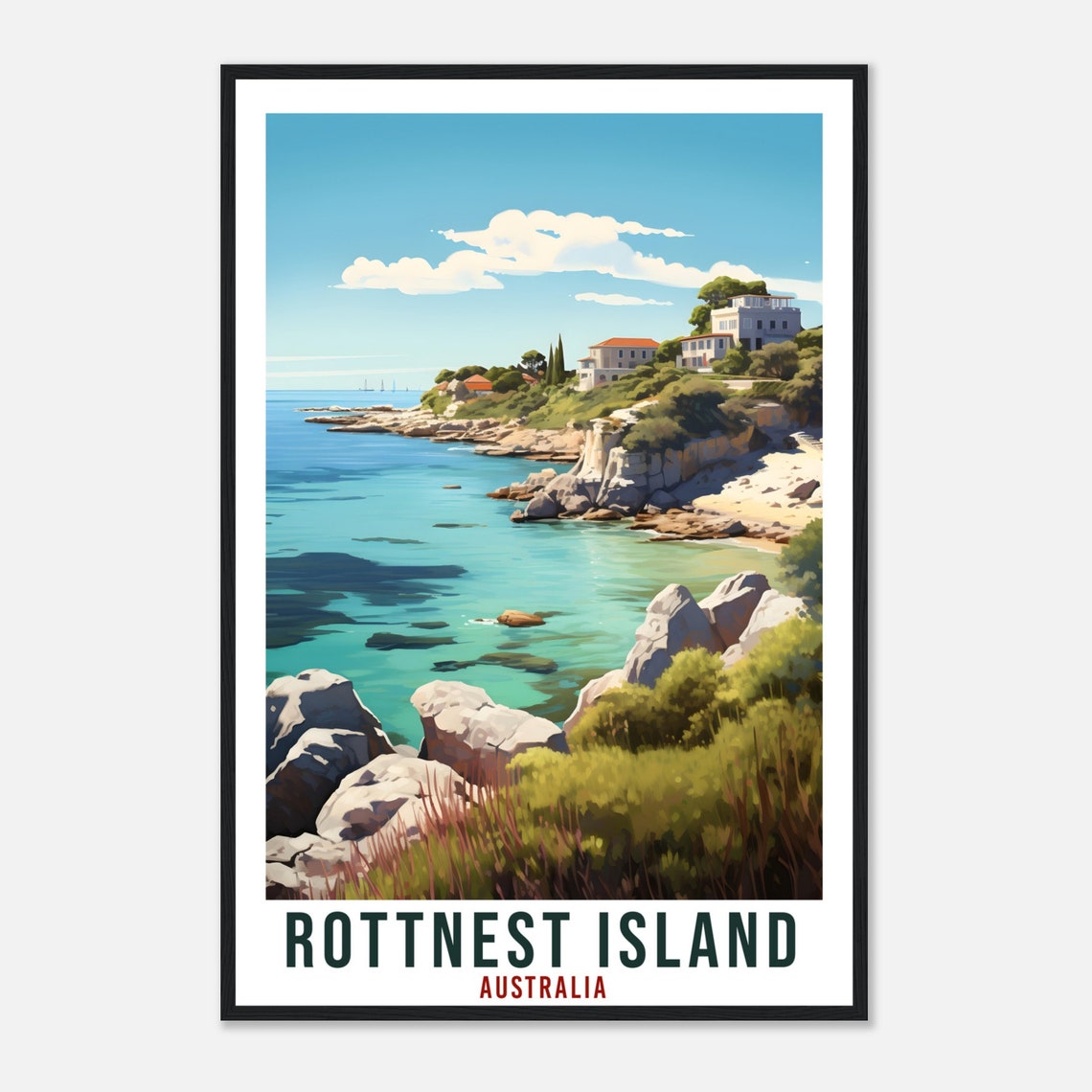 Rottnest Island Australia Turquoise Cove Cliffs Vintage Travel Poster - Image 4