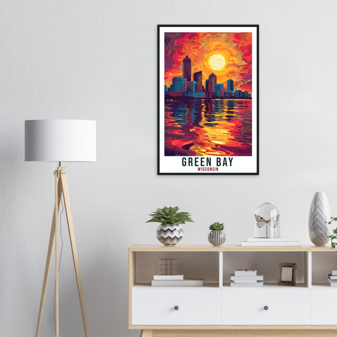 Green Bay Travel Print Wisconsin Home Decoration Usa City Wall Art Gift Wall Hanging Art Lover Wisconsin Artwork Green Bay Travel Poster - Image 3
