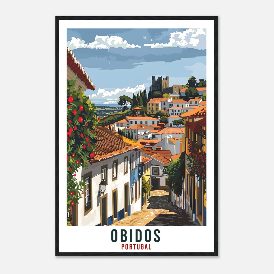 Obidos Travel Print Portugal Wall Art Wall Hanging Home Dcor Obidos Gift Portugal Landmark Artwork Gift Portugal Holiday Travel Poster - Image 4