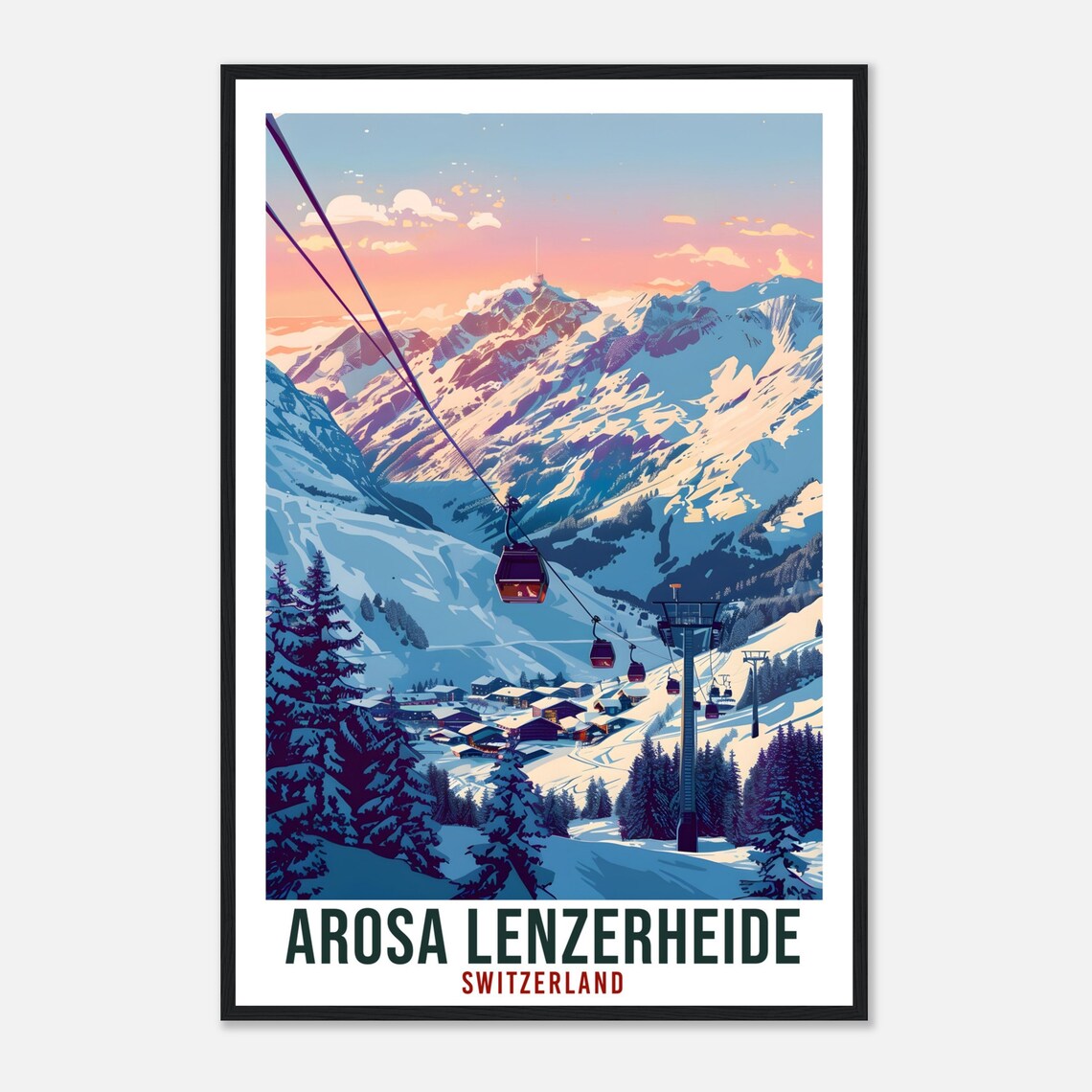 Arosa Lenzerheide Swiss Travel Poster, Ski Gift - Image 4