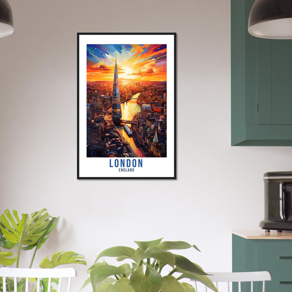 London Travel Poster, River Thames Cityscape - Image 2
