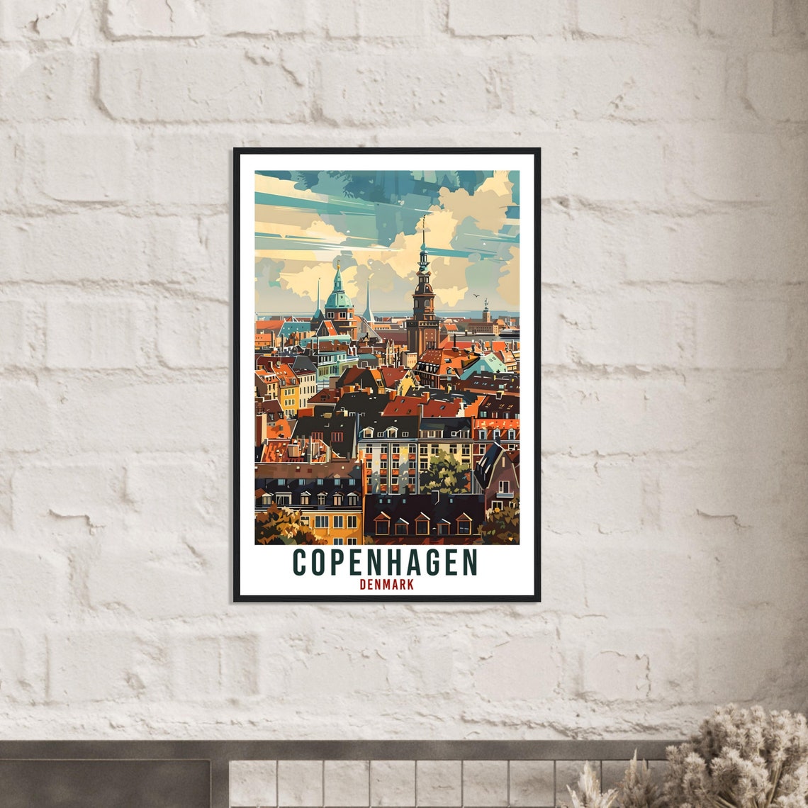 Copenhagen Colorful Rooftops Historic Towers Denmark Travel Poster - Image 3