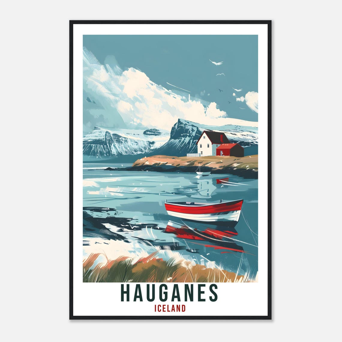 Hauganes Iceland Travel Print Wall Art Wall Hanging Home Dcor Hauganes Gift Travel Art Iceland Artwork City Landscape Travel Poster - Image 4