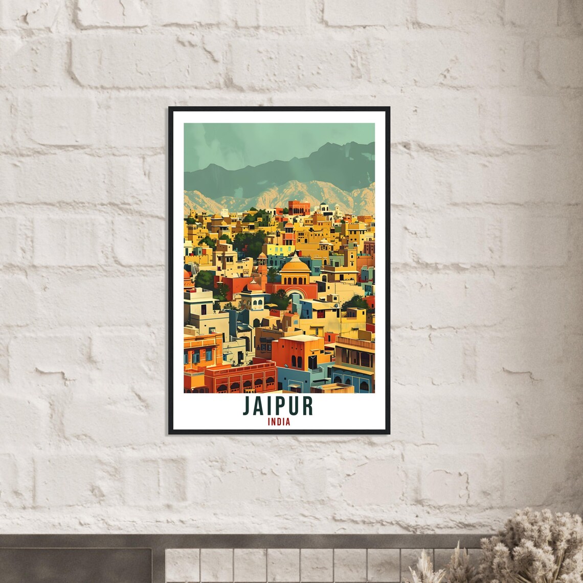 Jaipur India Pink City Old Town Mountains Vintage Travel Poster - Image 3