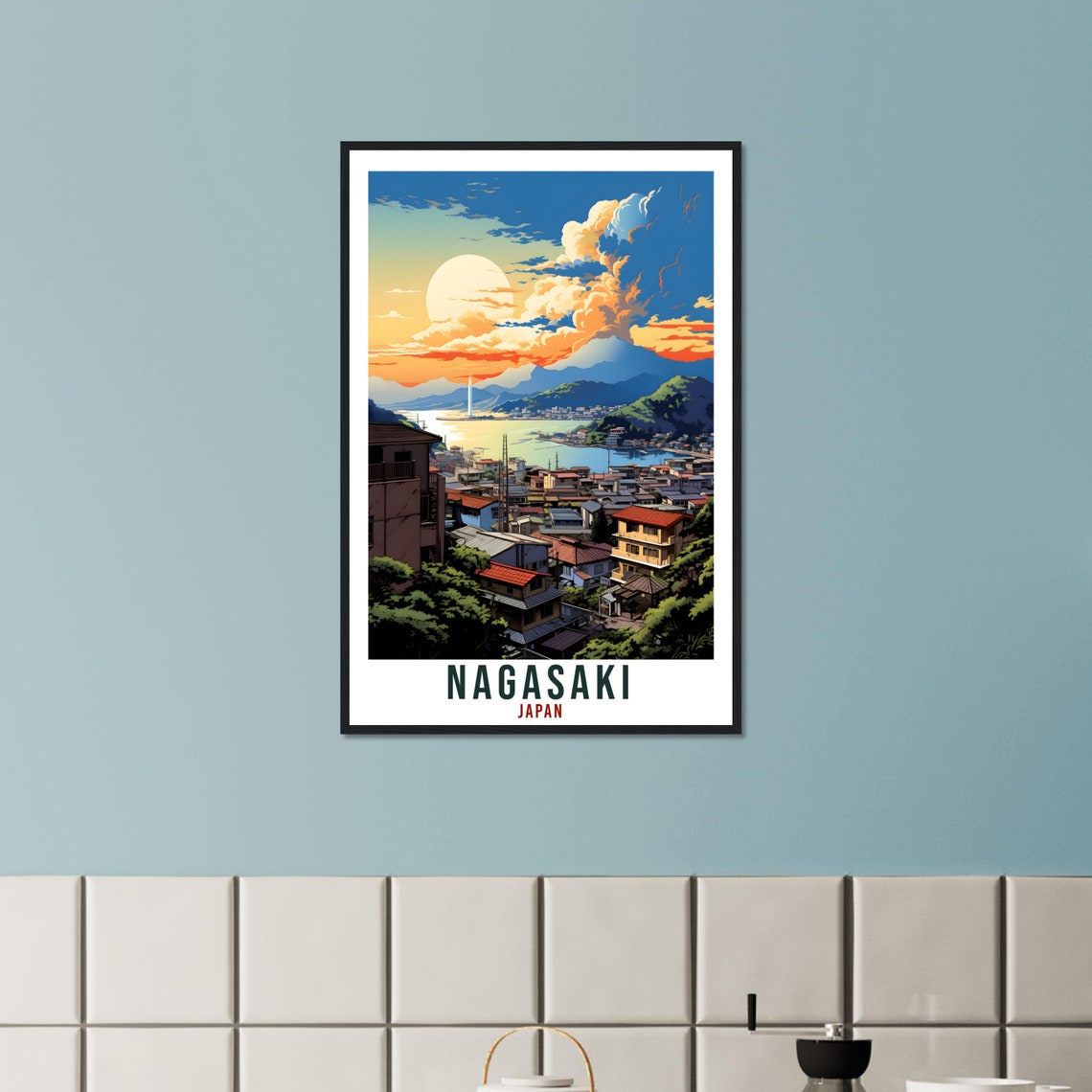 Nagasaki Travel Print Japan Home Decoration Wall Art Gift Wall Hanging Art Lover Japanese Artwork Japan Nagasaki Travel Poster City Print - Image 2